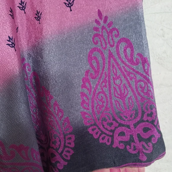 reversable darn good yarn sari silk wrap skirt ankle 4-12 boho hippy colorful - Picture 3 of 6